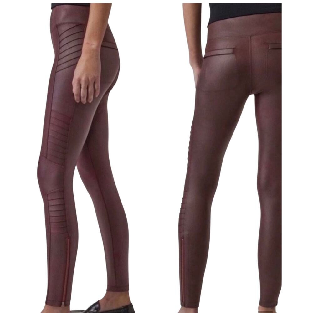 Athleta Delancey Gleam Burgundy Moto Tight Leggings S